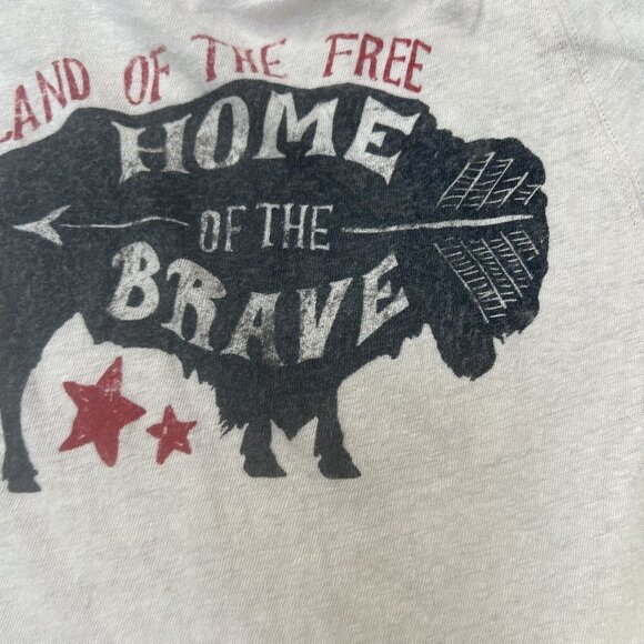 White Crow Women's Buffalo Beige Size Small‎ S Home Of The Brave Live Free Linen - Picture 3 of 6